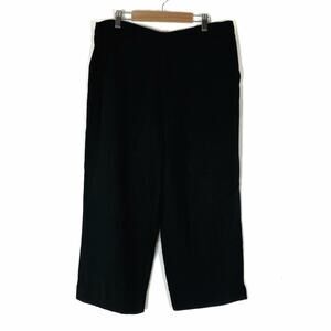 Larry Levine | Black Linen Blend Wide Leg Capri Pants 12